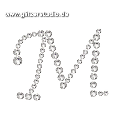 Buchstabe M aus Strass zum aufbügeln BST-M