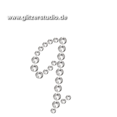 Buchstabe q aus Strass zum aufbügeln BST-q