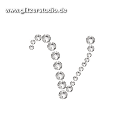 Buchstabe V aus Strass zum aufbügeln BST-V