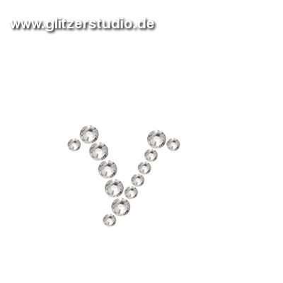 Buchstabe v aus Strass zum aufbügeln BST-v
