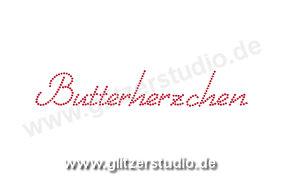 Glitzerschrift aus Strass "Butterherzchen" zum aufbügeln 3059