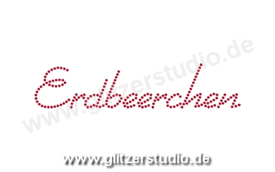 Glitzerschrift aus Strass "Erdbeerchen" zum aufbügeln 3068