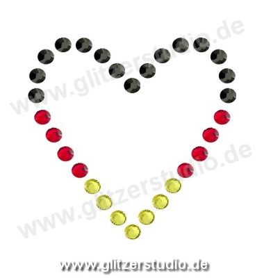 Strass Schwarz Rot Gold 'Herz1 - DE' aus Glitzersteine 2409